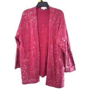 Neon Buddha 2X Cardigan Womens Size 2X  Bleach Splatter Pockets Exposed‎ Seams